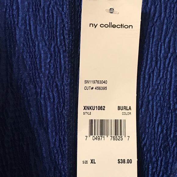 NY Collection V Neck Navy Blue Sparkle Top Size XL - Picture 5 of 8